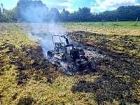 Ride on mower catches fire in paddock