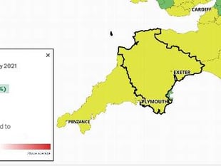Devon Covid rates are falling in contrast to England's rise