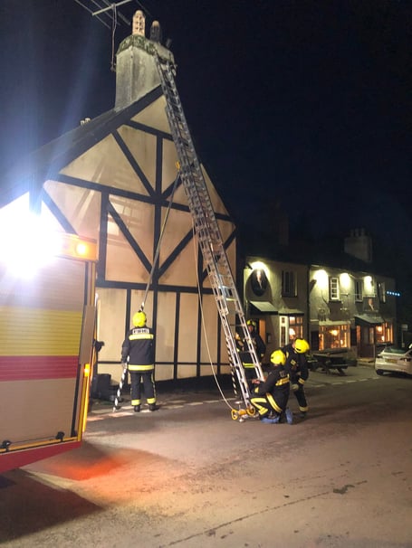 Firefighters tackle chimney fire at Ipplepen - photo by Newton Abbot fire station