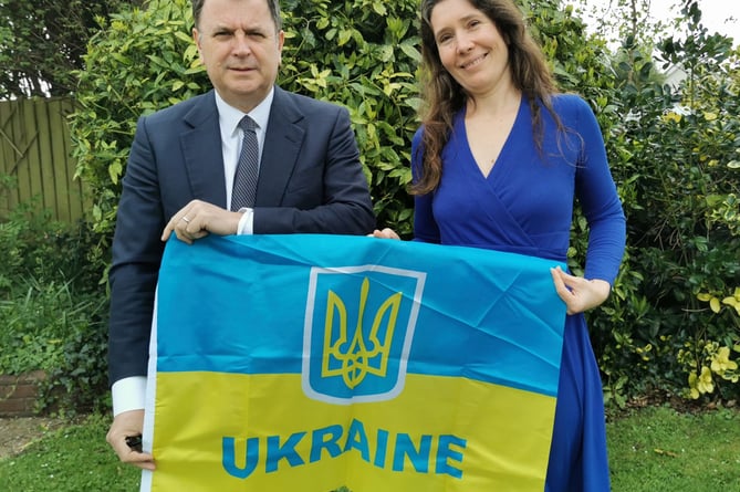 Mel Stride Tanya Larsen Devon For Ukraine.
Picture: Mel Stride's office (April 2022)