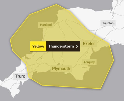 The area covered by the first of the Yellow Warnings