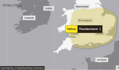 Met Office Yellow Warning issued for thunderstorms