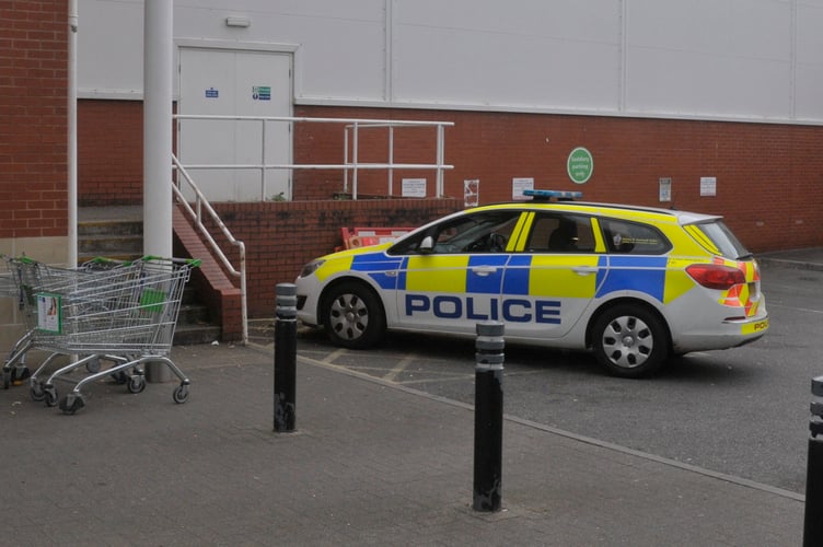 Police outside Asda, Newton Abbot
