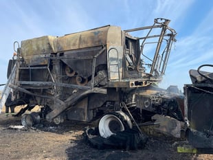 Ten acres destroyed in combine fire