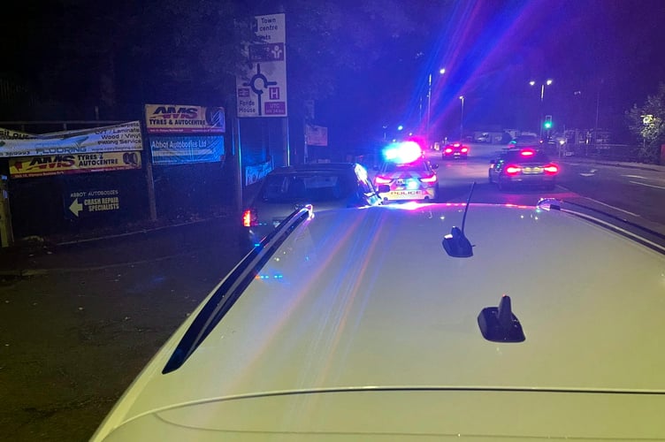 POLICE seized the car in Kingsteignton last night after the owner, allegedly with a provisional licence, was clocked doing 41 mph in a 30mph zone.
The Devon and Cornwall Roads Policing Team later tweeted: 'This Toyota was seen being driven at 41 MPH in a 30 in Kingsteignton.
'On being stopped the driver was a provisional licence holder delivering food without business insurance.
'Vehicle seized and driver reported to court.'
3656/3315
Picture: Police : August 18 2022