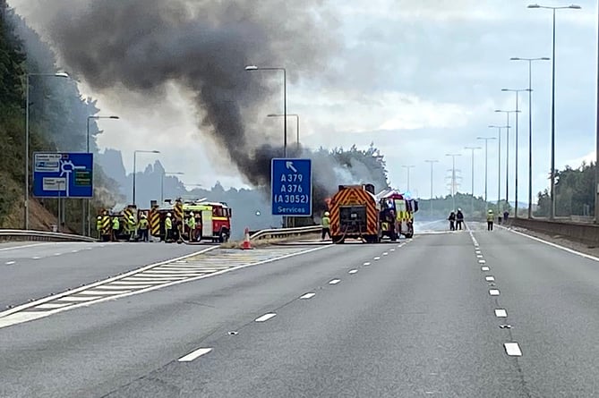 Lorry fire on M5 ©Devon and Cornwall Roads Policing Team