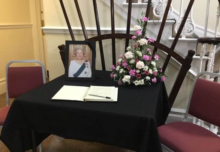Book of condolence to Her Majesty the Queen at Dawlish Town Council offices at the Manor House
