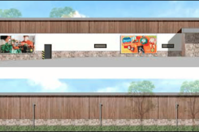 The new-look Lidl supermarket with wood panelling.