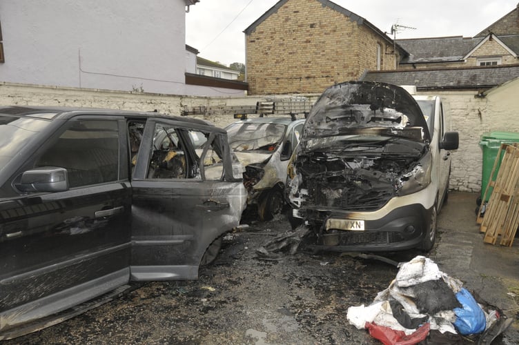 Multiple vehicles burnout in a car park near the Saracens Head in Newton Abbot 