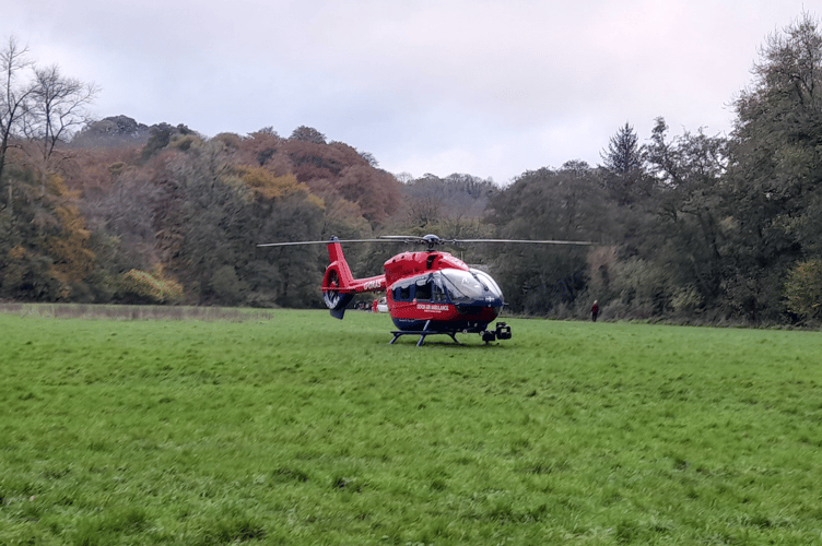 The air ambulance was in attendance at an incident at Bakers Park, Newton Abbot 