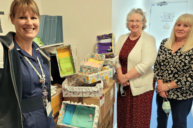  Newton Abbot WI at Torbay Hospital with their wares 