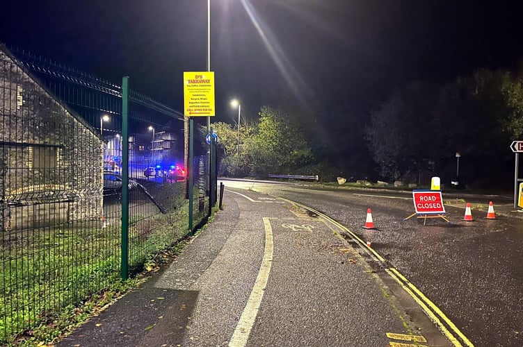 West Gold Road in Newton Abbot is sealed off while police and emergency teams deal with a crash between a lorry and another vehicle.
Picture supplied 9Nov 22)