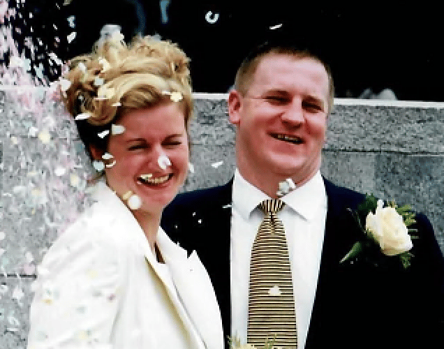 Fiona and Andy Cope on their wedding day.