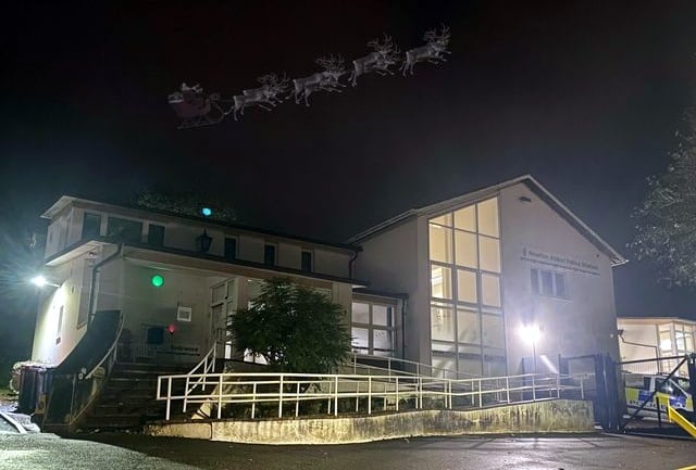 Santa over newton police station. Picture: Newton Abbot Police Station