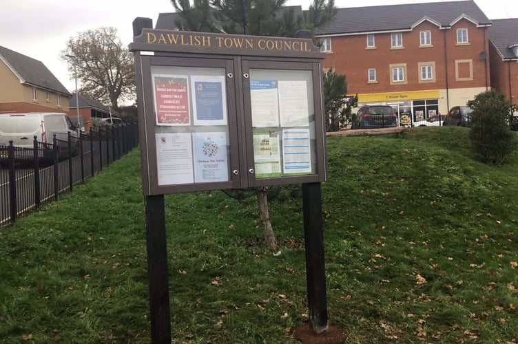 Dawlish town council notice board