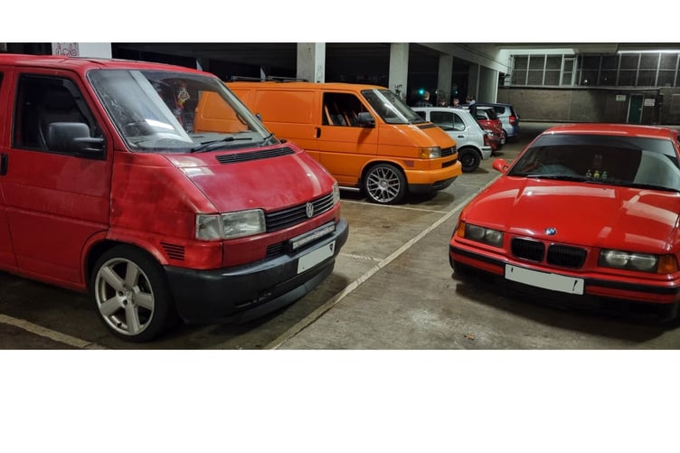Eight drivers received s59 warnings after a 'car meet' belowe Newton Abbot's multi-storey car park.
Picture: Newton Abbot Police Station (feb 15 2023)