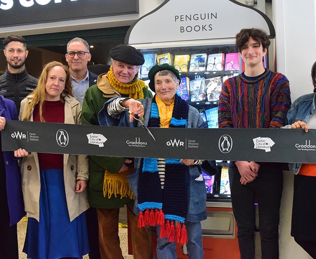 Author and wife unveil book vending machine at St David's Station
