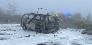 Campervan destroyed in fire at Little Haldon