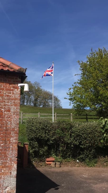Mamhead Hall's new flag in honour of the Coronation 