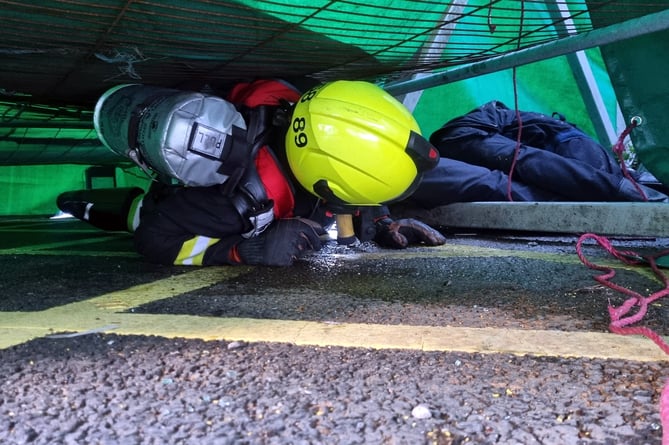 CREWS from Newton Abbot Fire Station have been put through their paces to hone their skills in rescuing people from confined spaces.Picture: Newton Abbot Fire Station (13-5-23)