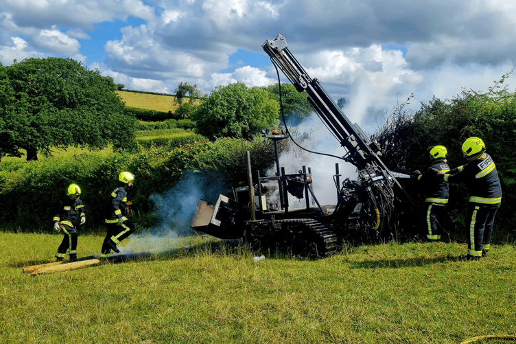 Firefighters release images of ramming machine fire at California Cross