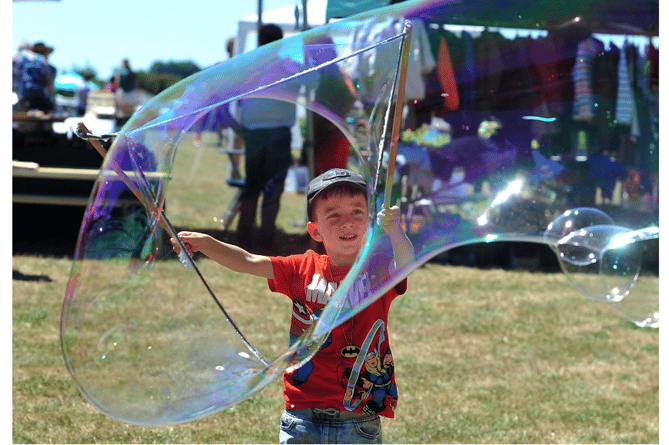 Giant bubble creating by five-year-old Saul Wreford from Newton Abbot.