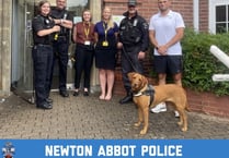 Police Dog Skye calls in on pupils at Newton Abbot College