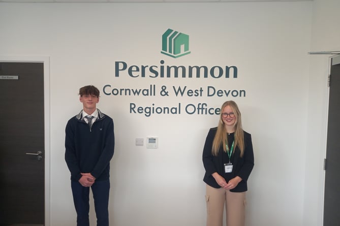 Gabriel Ridley and Malia Daykin on work experience at Persimmon 