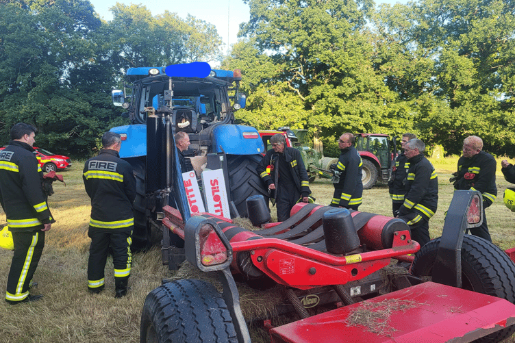Chagford firefighters training with farming machinery