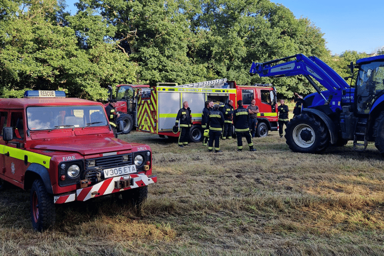 Chagford firefighters training with farm machinery