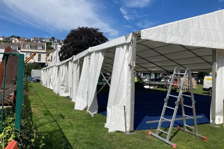Preparations for Dawlish Celebrates Carnival which starts today