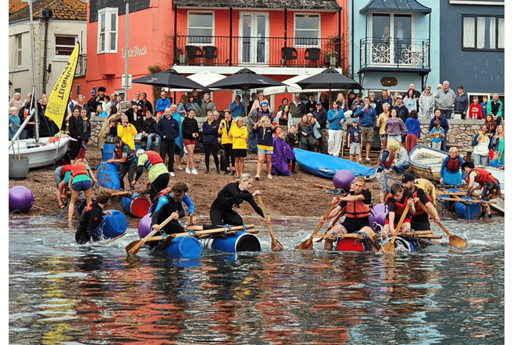 The popular Adults Build n Race a Raft Race, sponsored by the Ship inn Teignmouth Estuary Pub & Eater