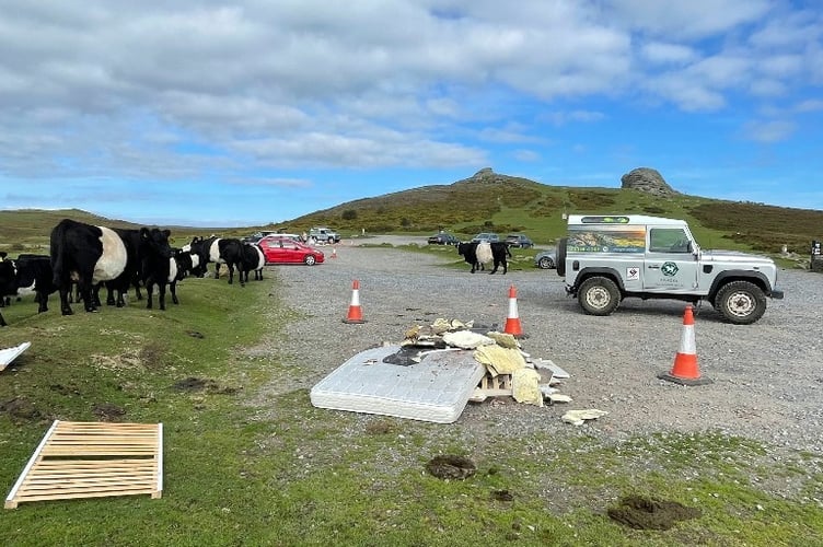 The fly-tips contained broken furniture, a mattress, building waste and scattered rubble, screws and nails