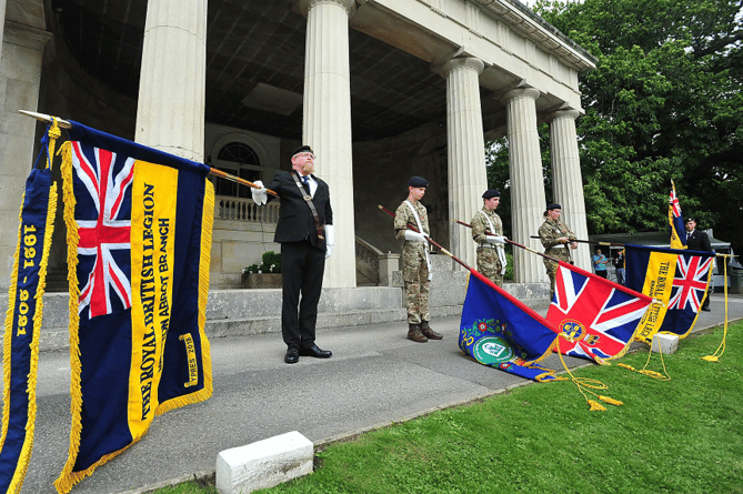 Standard bearers on parade at Stover School as part of the RBL’s recruitment drive for younger members.