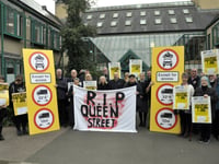 Traders protest against town revamp