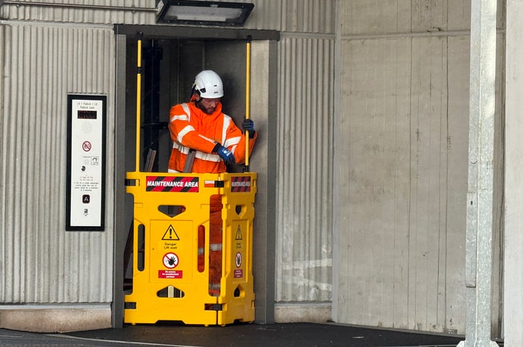 Dawlish station new lift being repaired. Photo Bob Simpson
