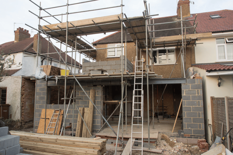 House under construction stock image