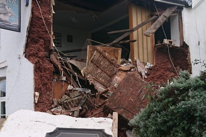 Wall collapses at popular Cockwood pub 