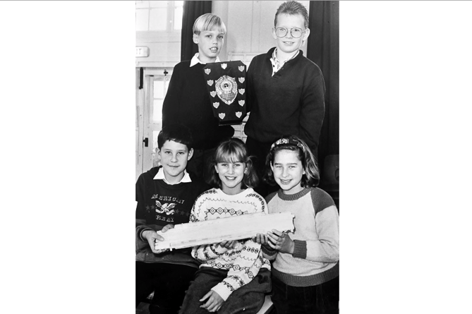 They were building bridges at the Dawlish school’s bridge building competition organised by the local rotary club in November 1990.  Pictured above are the winning team from Westcliff Primary featuring Craig Wicks (10), Robbie Chesterman (10), Mark Gibson (10), Katy Partridge (11) and Vanya Wayment (11).