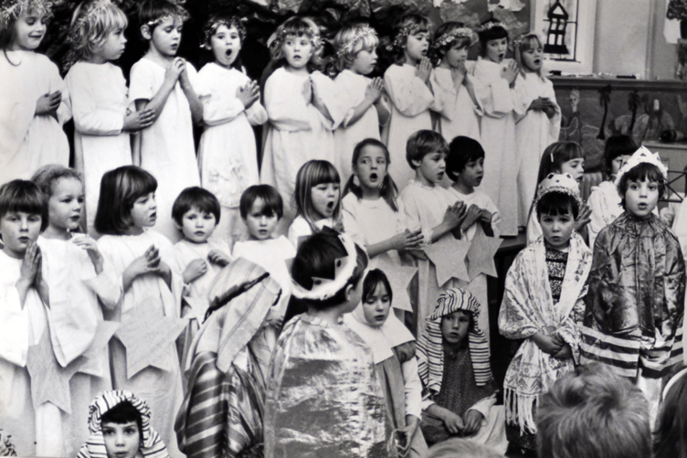 Nativity scene with youngsters from St Mary’s Primary School in Buckfastleigh.