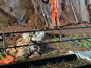 Cliff work continues along rail line 