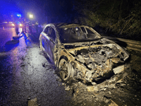 Saturday evening scramble for firefighters tackling A38 car fire 