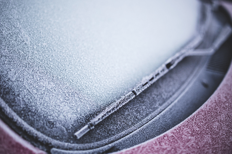 Frosted windscreen stock image