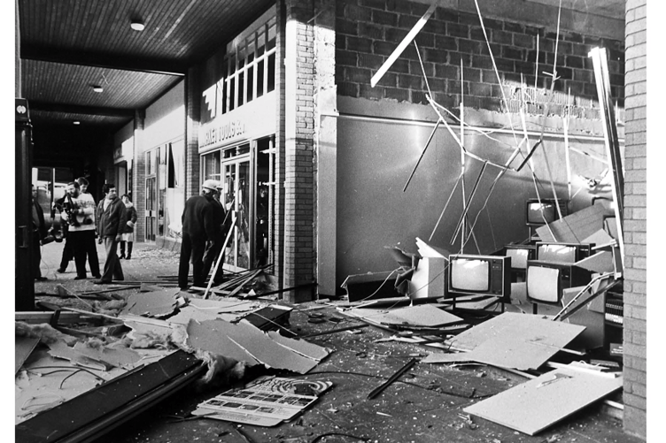 Televisionson display in what used to be the front of Granada