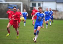 South West Peninsula League football action from Teignmouth versus Crediton