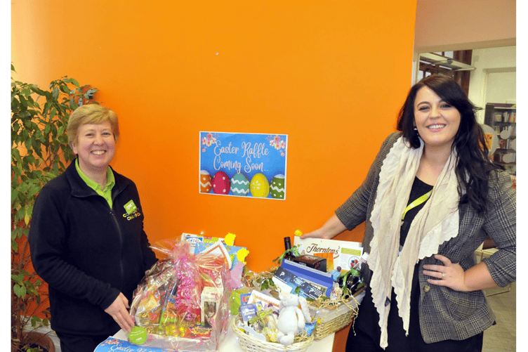Asda’s community champion Elaine, left, with Newton Abbot Library’s Tayla Stevens.