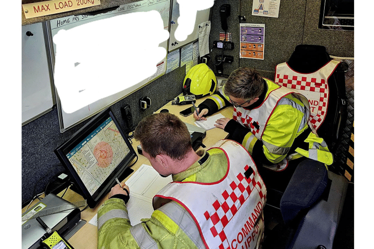 Firefighters working at the scene