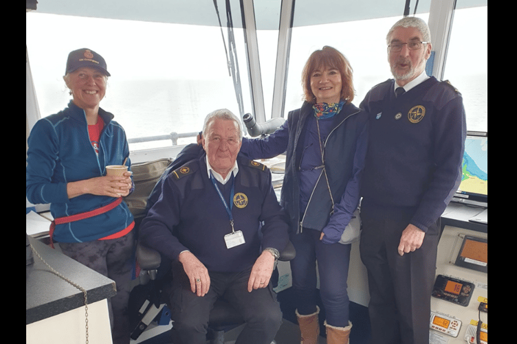 Pippa Unwin and dog Bonnie visit Teignmouth National Coastwatch Institution