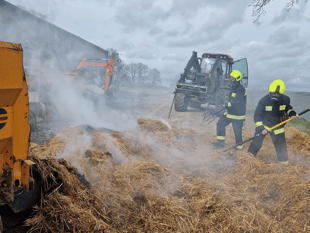 Moorland firefighters team up to tackle straw chopper fire 