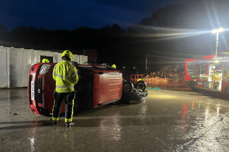 Newton Abbot Fire Station training night at Gilpin Demolition